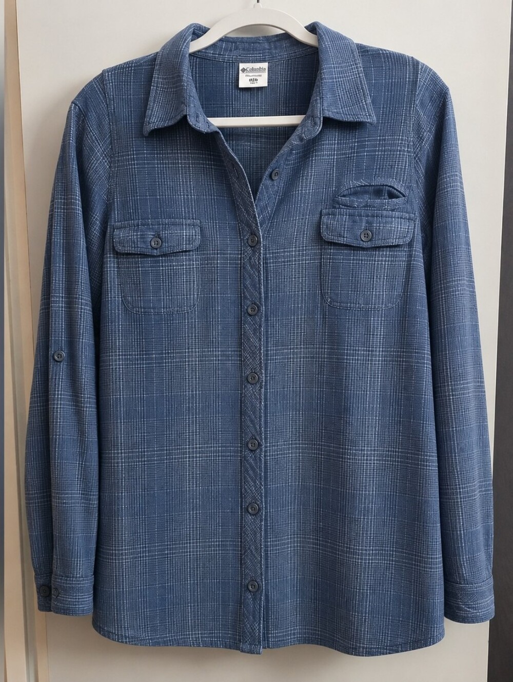 Columbia Blue Plaid Button-Down Shirt